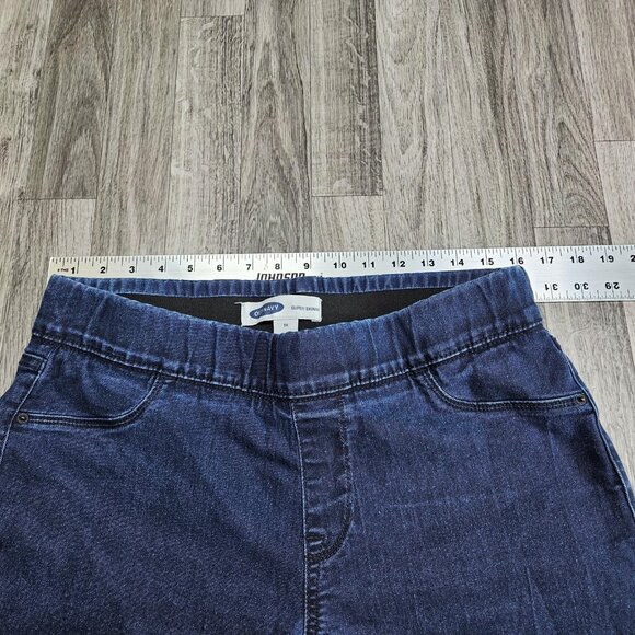 Old Navy Super Skinny Jean Womens 14 Blue Pull On Raw Hem Stretch Denim Jeggings - Picture 6 of 10
